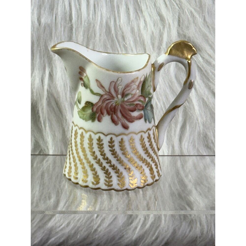 Antique 1900-1920s T&V Limoges France Pitcher Cream Milk Syrup F H George Signed